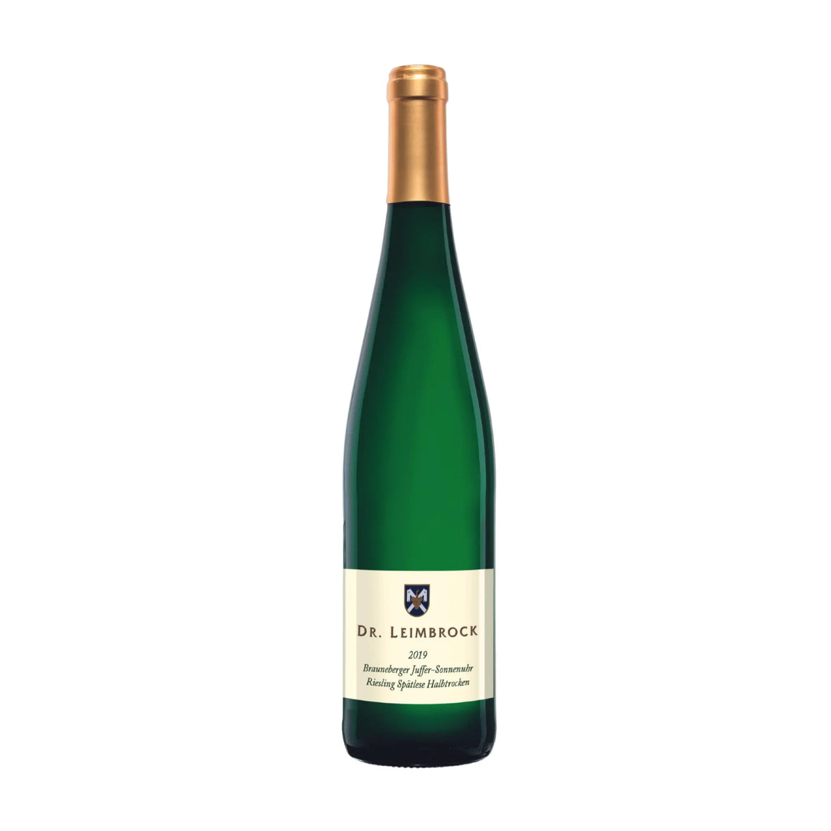 Brauneberger Juffer-Sonnenuhr Riesling Spätlese Halbtrocken vom Weingut Dr. Leimbrock, Weißwein von der Mosel, Deutschland