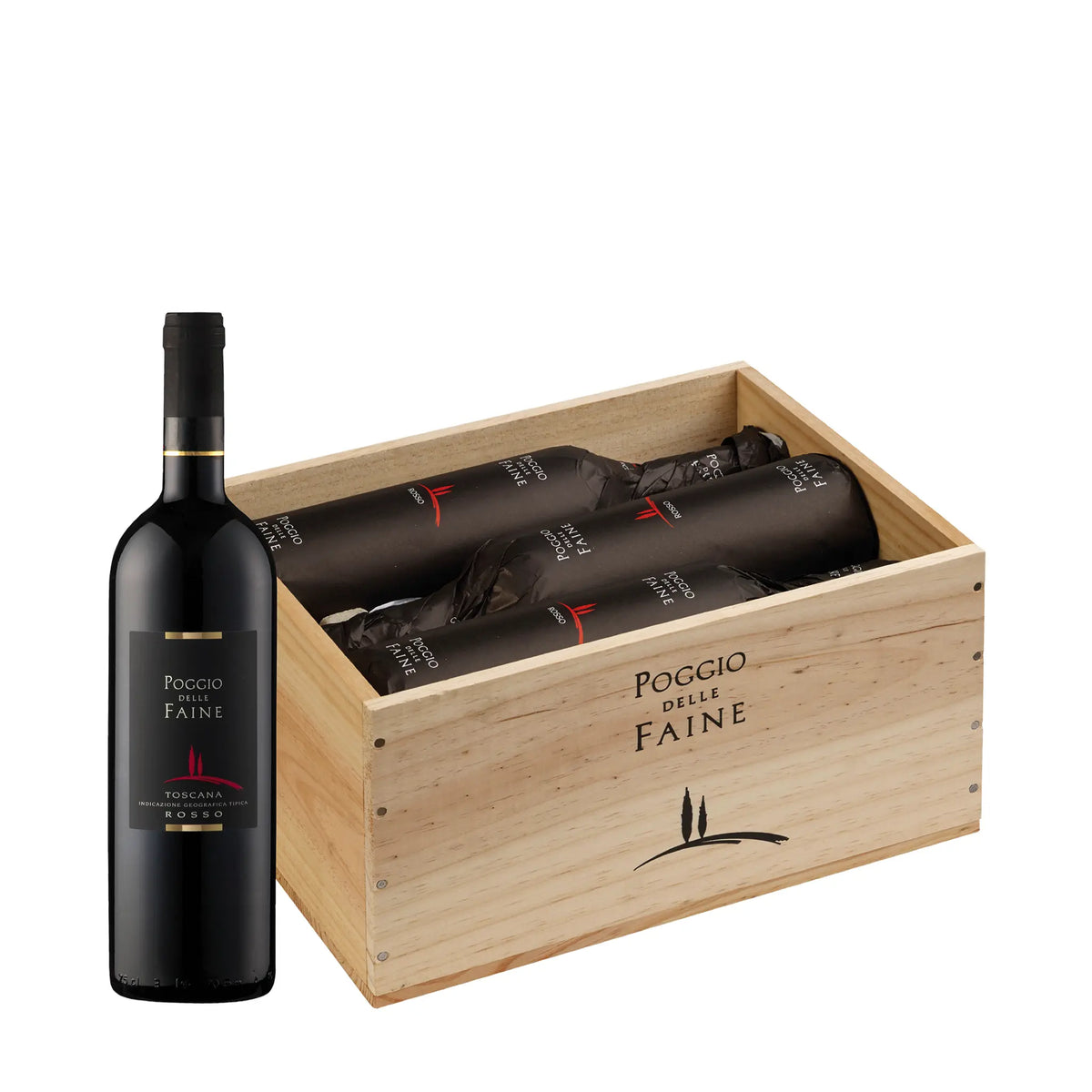 Poggio delle Faine Rosso IGT 6 Stk Holzkiste Rotwein von Poggio delle Faine - erhältlich bei WINECOM